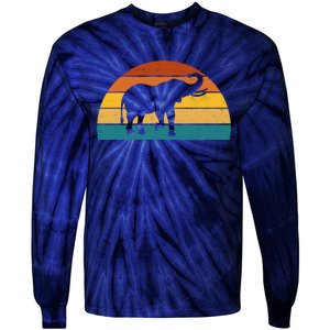 Elephant Lover Retro Sunset Tie-Dye Long Sleeve Shirt