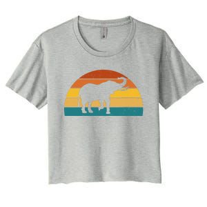 Elephant Lover Retro Sunset Women's Crop Top Tee