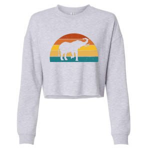 Elephant Lover Retro Sunset Cropped Pullover Crew