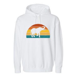 Elephant Lover Retro Sunset Garment-Dyed Fleece Hoodie