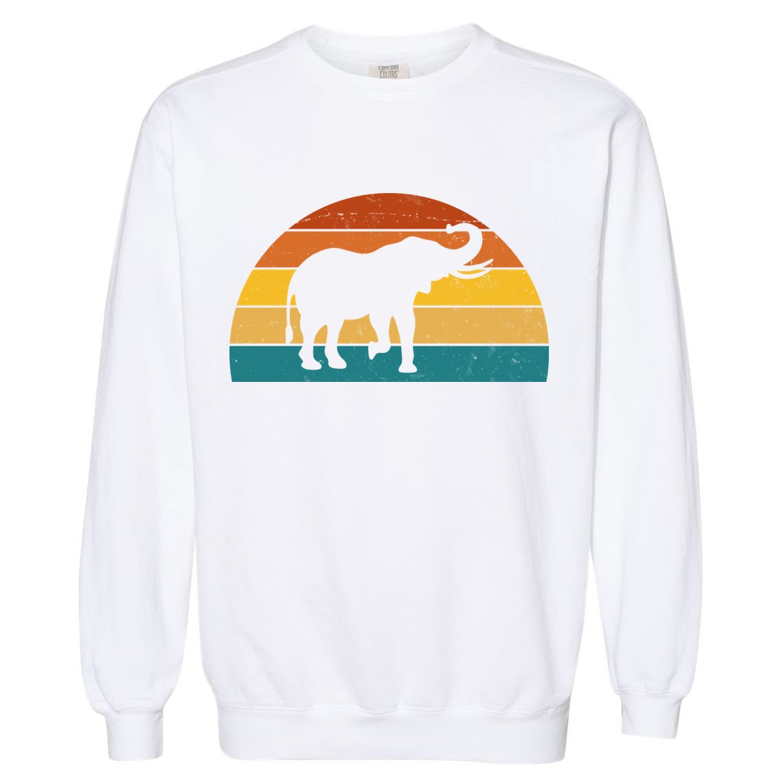 Elephant Lover Retro Sunset Garment-Dyed Sweatshirt