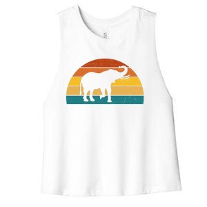 Elephant Lover Retro Sunset Women's Racerback Cropped Tank