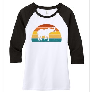 Elephant Lover Retro Sunset Women's Tri-Blend 3/4-Sleeve Raglan Shirt