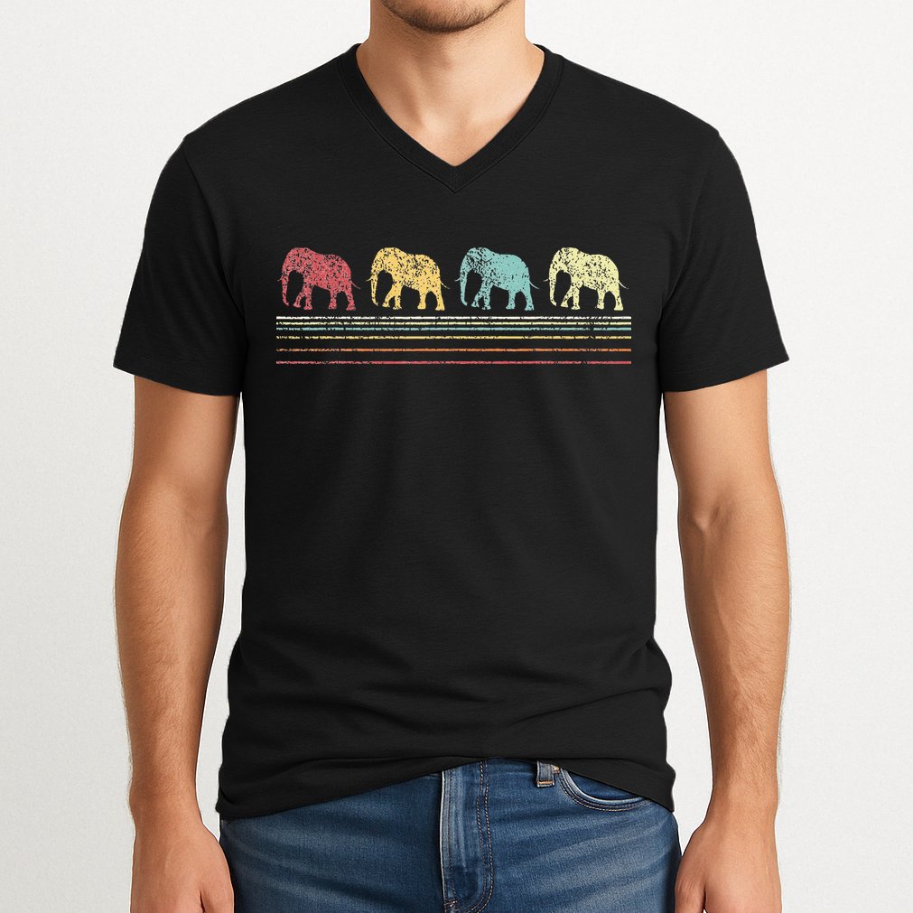 Elephant Lover Retro Elephant animal V-Neck T-Shirt