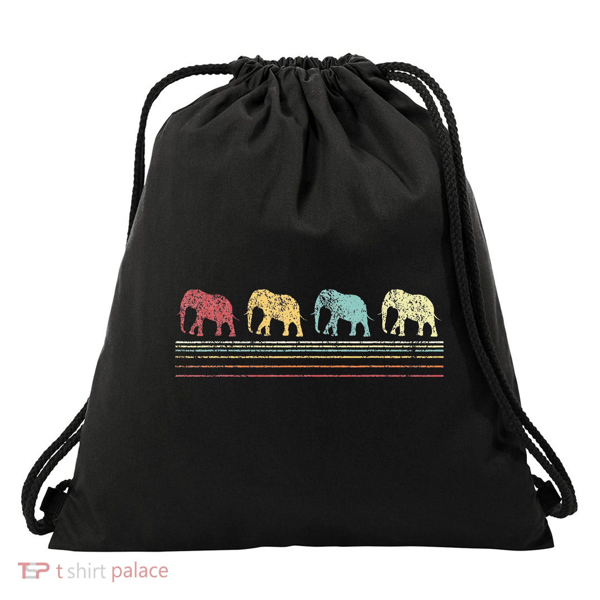 Elephant Lover Retro Elephant animal Drawstring Bag