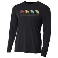 Elephant Lover Retro Elephant animal Cooling Performance Long Sleeve Crew