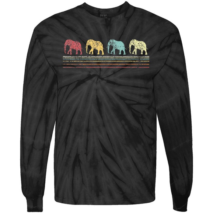 Elephant Lover Retro Elephant animal Tie-Dye Long Sleeve Shirt