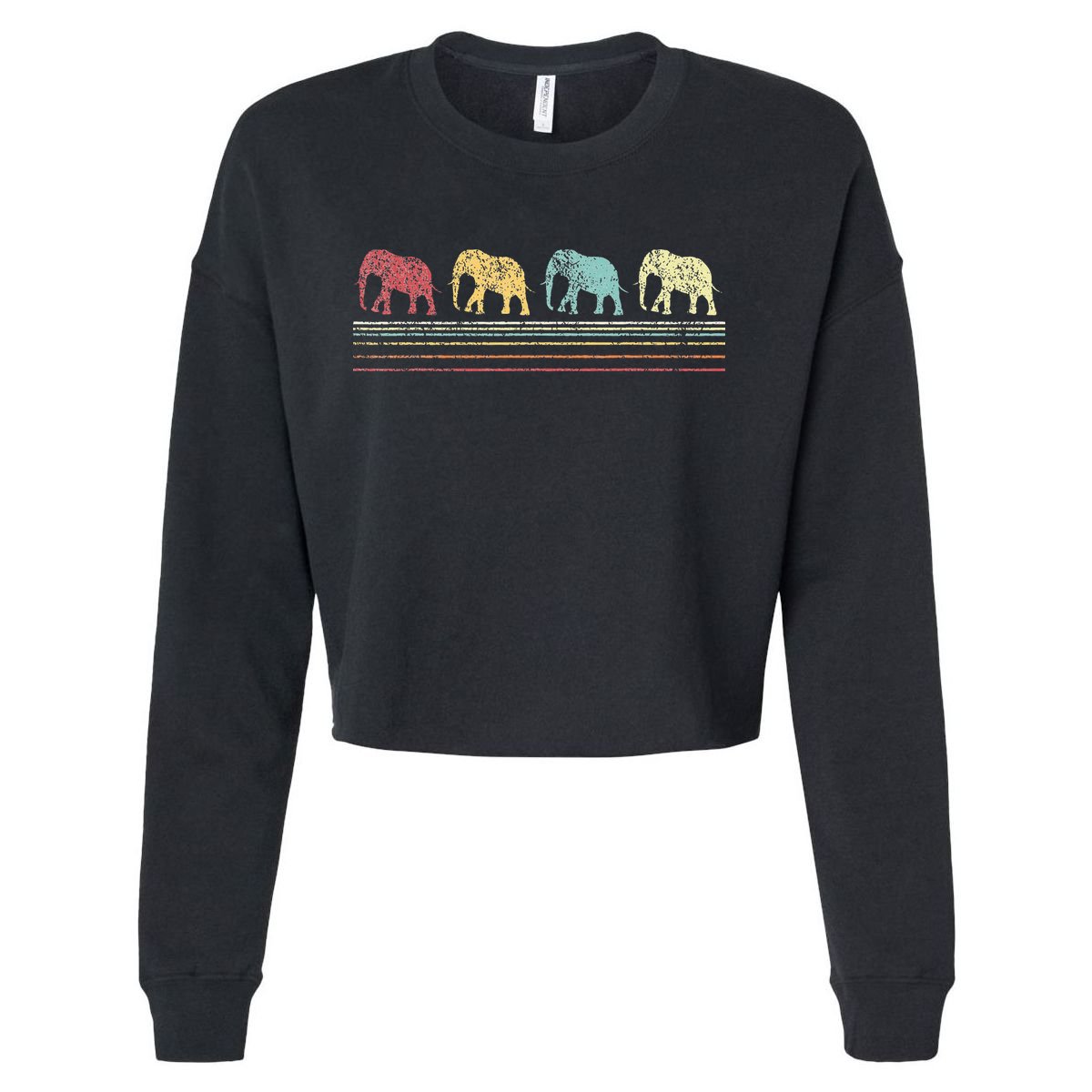 Elephant Lover Retro Elephant animal Cropped Pullover Crew