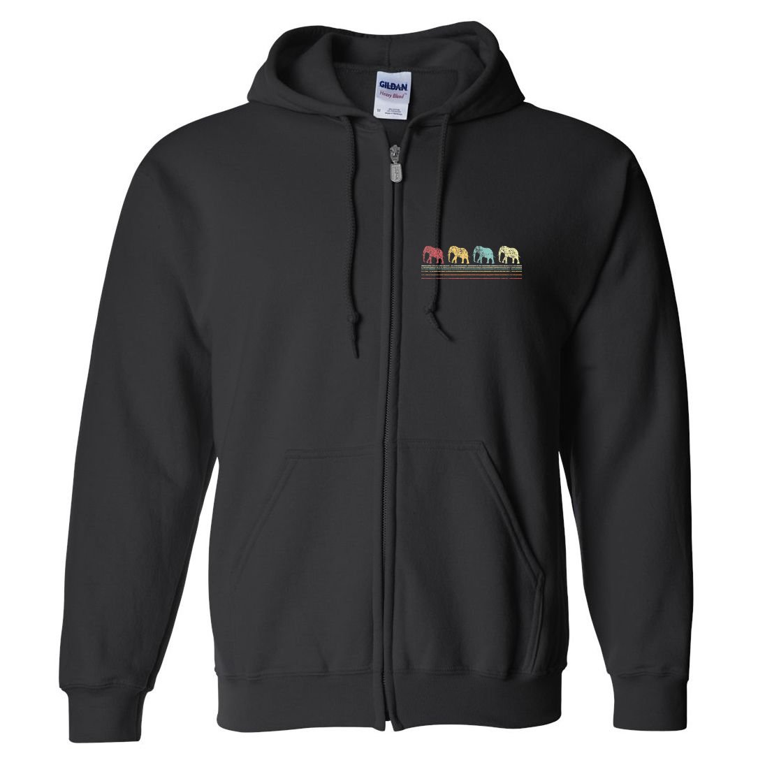 Elephant Lover Retro Elephant animal Full Zip Hoodie