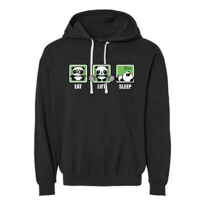 Eat Lift Sleep Cute Anime Panda Cartoon Gym Motivational Cute Gift Garment-Dyed Fleece Hoodie