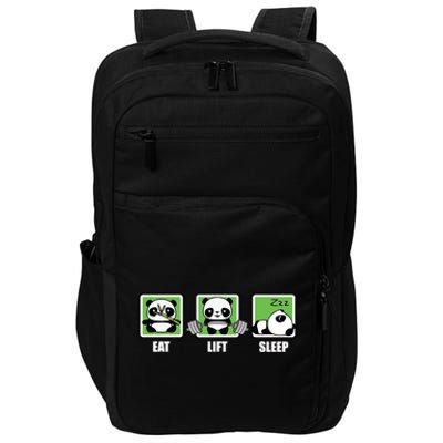 Eat Lift Sleep Cute Anime Panda Cartoon Gym Motivational Cute Gift Impact Tech Backpack