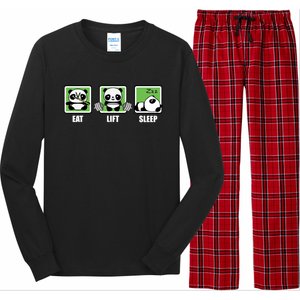 Eat Lift Sleep Cute Anime Panda Cartoon Gym Motivational Cute Gift Long Sleeve Pajama Set