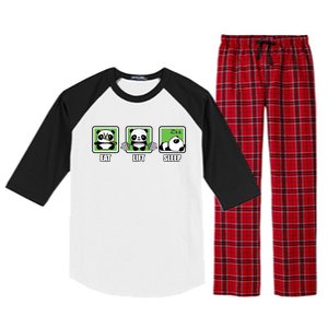 Eat Lift Sleep Cute Anime Panda Cartoon Gym Motivational Cute Gift Raglan Sleeve Pajama Set