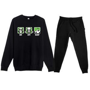 Eat Lift Sleep Cute Anime Panda Cartoon Gym Motivational Cute Gift Premium Crewneck Sweatsuit Set