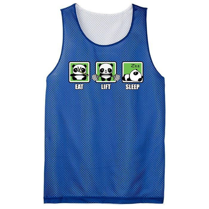 Eat Lift Sleep Cute Anime Panda Cartoon Gym Motivational Cute Gift Mesh Reversible Basketball Jersey Tank