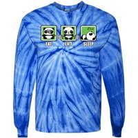 Eat Lift Sleep Cute Anime Panda Cartoon Gym Motivational Cute Gift Tie-Dye Long Sleeve Shirt