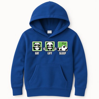Eat Lift Sleep Cute Anime Panda Cartoon Gym Motivational Cute Gift Kids Hoodie