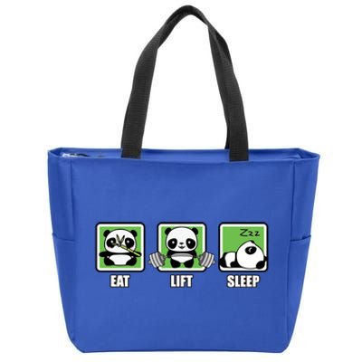 Eat Lift Sleep Cute Anime Panda Cartoon Gym Motivational Cute Gift Zip Tote Bag