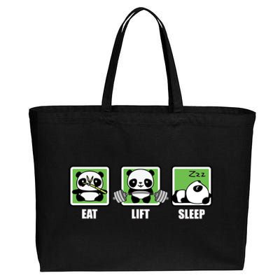 Eat Lift Sleep Cute Anime Panda Cartoon Gym Motivational Cute Gift Cotton Canvas Jumbo Tote