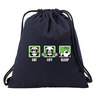 Eat Lift Sleep Cute Anime Panda Cartoon Gym Motivational Cute Gift Drawstring Bag