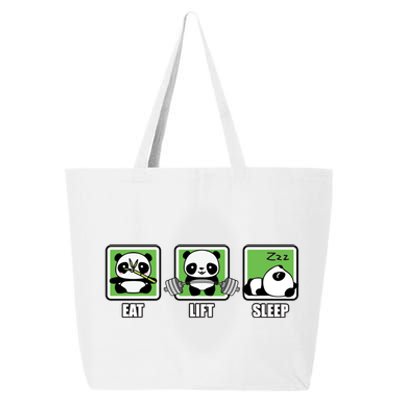 Eat Lift Sleep Cute Anime Panda Cartoon Gym Motivational Cute Gift 25L Jumbo Tote