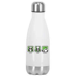 Eat Lift Sleep Cute Anime Panda Cartoon Gym Motivational Cute Gift Stainless Steel Insulated Water Bottle