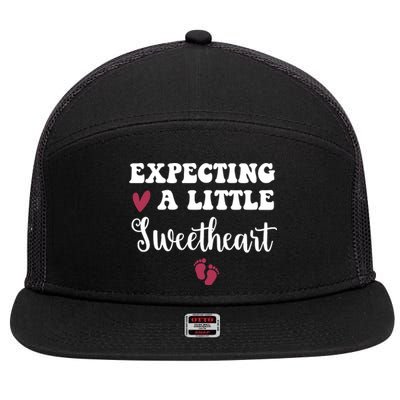 Expecting Little Sweetheart Valentine Pregnancy Announcement 7 Panel Mesh Trucker Snapback Hat