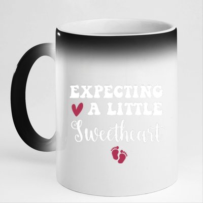 Expecting Little Sweetheart Valentine Pregnancy Announcement 11oz Black Color Changing Mug