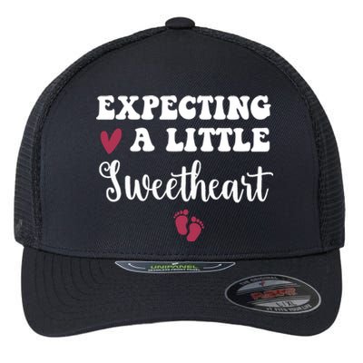 Expecting Little Sweetheart Valentine Pregnancy Announcement Flexfit Unipanel Trucker Cap