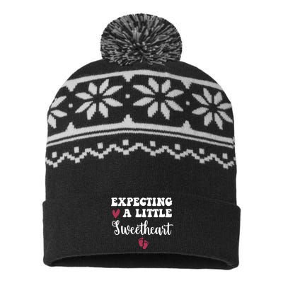 Expecting Little Sweetheart Valentine Pregnancy Announcement USA-Made Snowflake Beanie