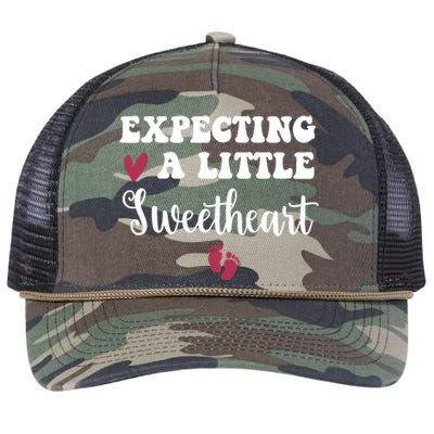 Expecting Little Sweetheart Valentine Pregnancy Announcement Retro Rope Trucker Hat Cap