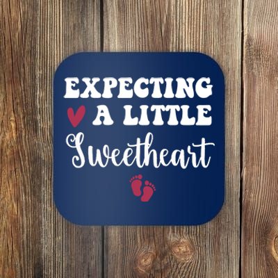 Expecting Little Sweetheart Valentine Pregnancy Announcement Coaster