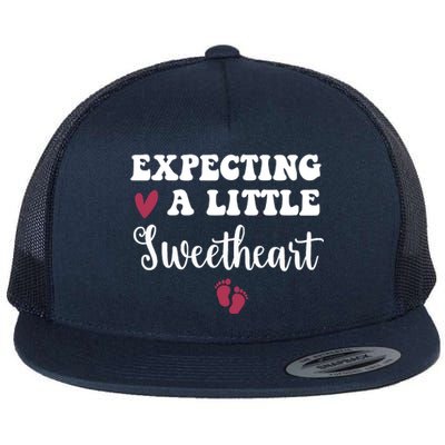 Expecting Little Sweetheart Valentine Pregnancy Announcement Flat Bill Trucker Hat