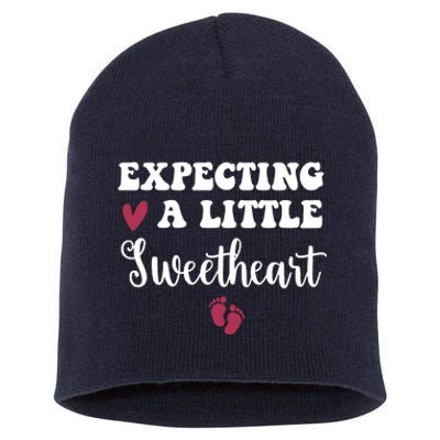 Expecting Little Sweetheart Valentine Pregnancy Announcement Short Acrylic Beanie