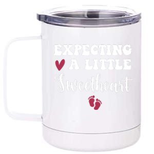 Expecting Little Sweetheart Valentine Pregnancy Announcement 12 oz Stainless Steel Tumbler Cup