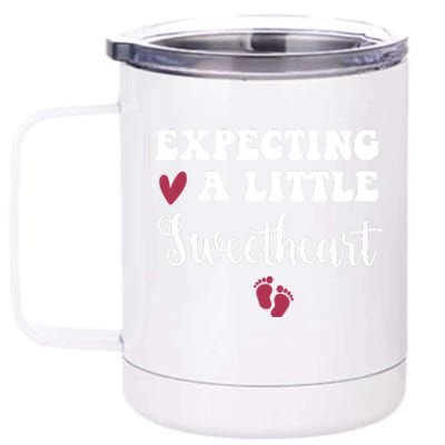 Expecting Little Sweetheart Valentine Pregnancy Announcement 12 oz Stainless Steel Tumbler Cup