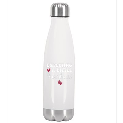 Expecting Little Sweetheart Valentine Pregnancy Announcement Stainless Steel Insulated Water Bottle