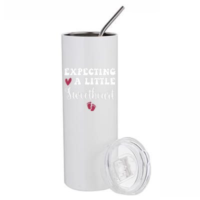 Expecting Little Sweetheart Valentine Pregnancy Announcement Stainless Steel Tumbler