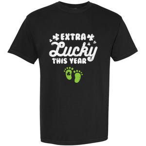 Extra Lucky St Patricks Day Pregnancy Announcet Mom Gift Garment-Dyed Heavyweight T-Shirt