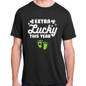 Extra Lucky St Patricks Day Pregnancy Announcet Mom Gift Adult ChromaSoft Performance T-Shirt