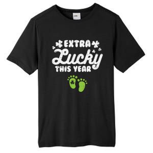 Extra Lucky St Patricks Day Pregnancy Announcet Mom Gift Tall Fusion ChromaSoft Performance T-Shirt