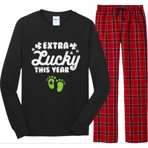 Extra Lucky St Patricks Day Pregnancy Announcet Mom Gift Long Sleeve Pajama Set