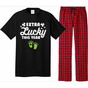 Extra Lucky St Patricks Day Pregnancy Announcet Mom Gift Pajama Set