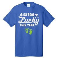 Extra Lucky St Patricks Day Pregnancy Announcet Mom Gift Tall T-Shirt