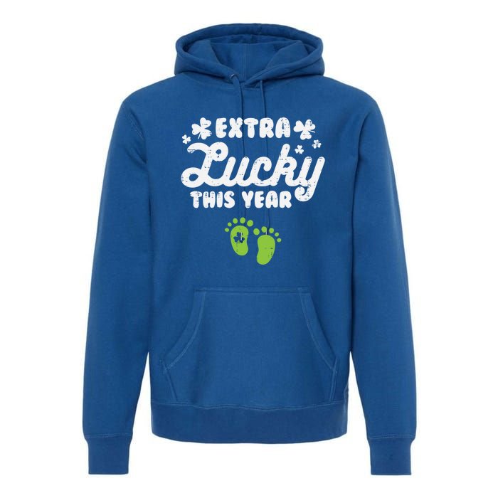 Extra Lucky St Patricks Day Pregnancy Announcet Mom Gift Premium Hoodie