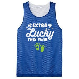 Extra Lucky St Patricks Day Pregnancy Announcet Mom Gift Mesh Reversible Basketball Jersey Tank