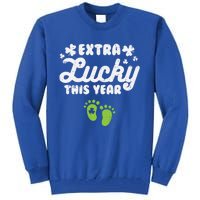 Extra Lucky St Patricks Day Pregnancy Announcet Mom Gift Tall Sweatshirt