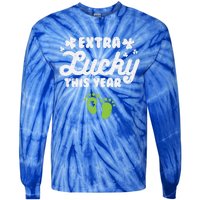 Extra Lucky St Patricks Day Pregnancy Announcet Mom Gift Tie-Dye Long Sleeve Shirt