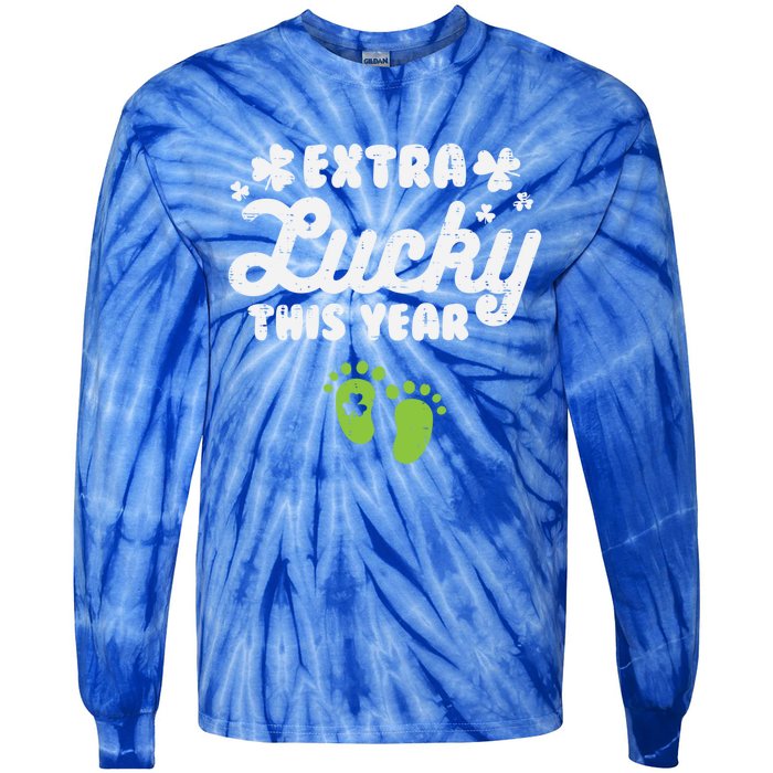 Extra Lucky St Patricks Day Pregnancy Announcet Mom Gift Tie-Dye Long Sleeve Shirt