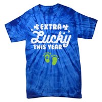 Extra Lucky St Patricks Day Pregnancy Announcet Mom Gift Tie-Dye T-Shirt